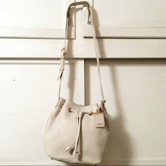 Dkny Handbags - DKNY Leather Bucket Crossbody Bag - Sand Dollar
